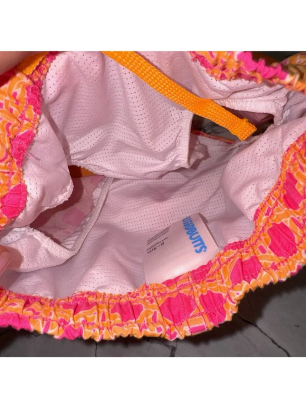 Rugged Butts Baby Boys 0-3 Months Pink Orange Swim Suit Set Trunks Rash Guard